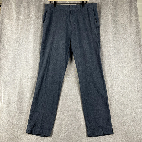 TOMMY HILFIGER Dress Pants 36x31.5 Slate Blue Men Linen Cotton blend - Picture 1 of 13